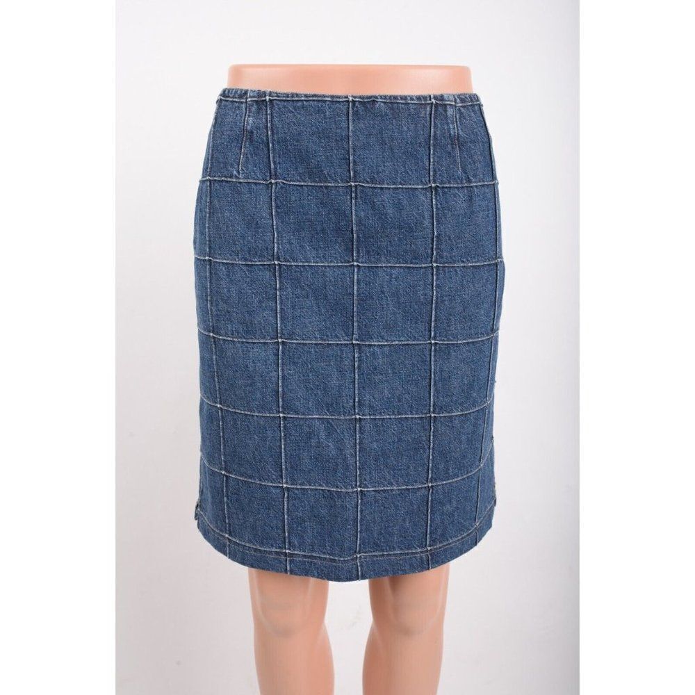 Vintage Jones Jeans Womens Denim Jean Skirt Sz 6 Blue windowpane